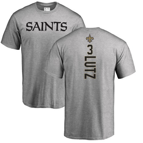 Men New Orleans Saints Ash Wil Lutz Backer NFL Football #3 T Shirt->new orleans saints->NFL Jersey